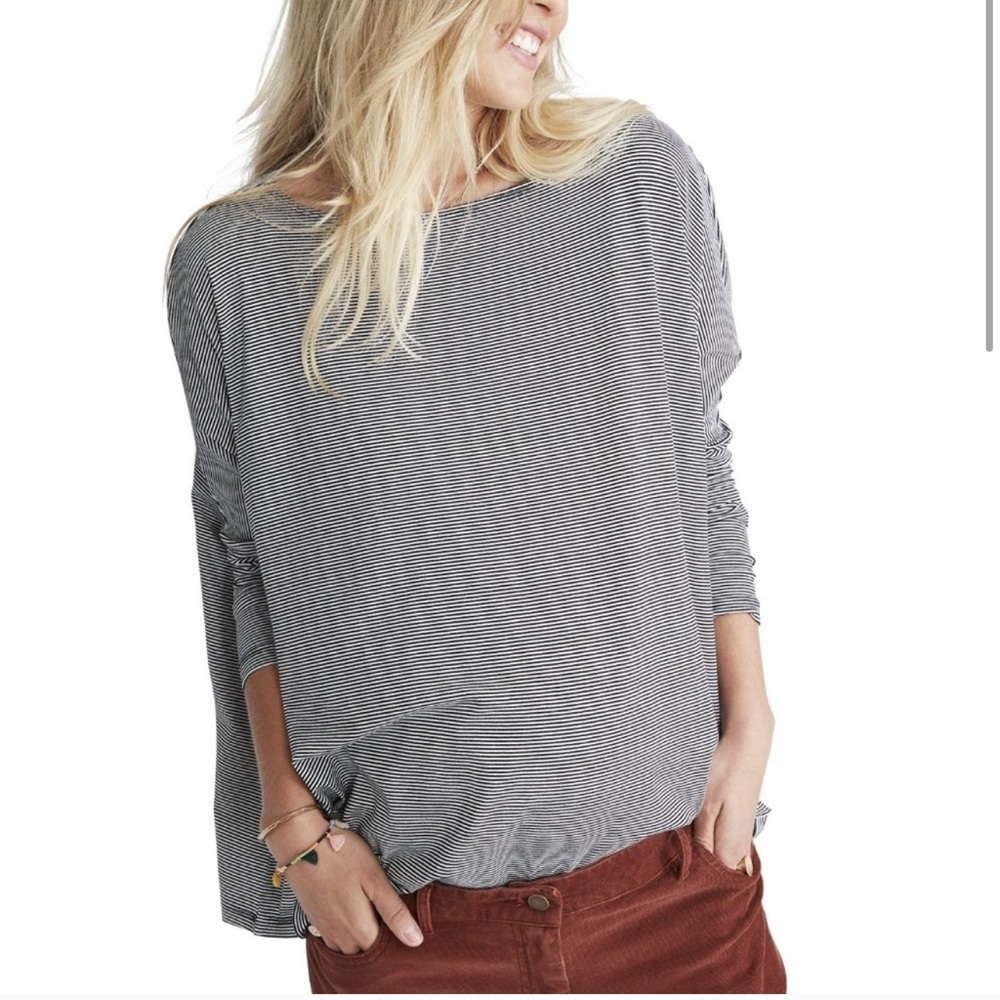 Hatch LongSleeve tee, black/white microstripe sz 0